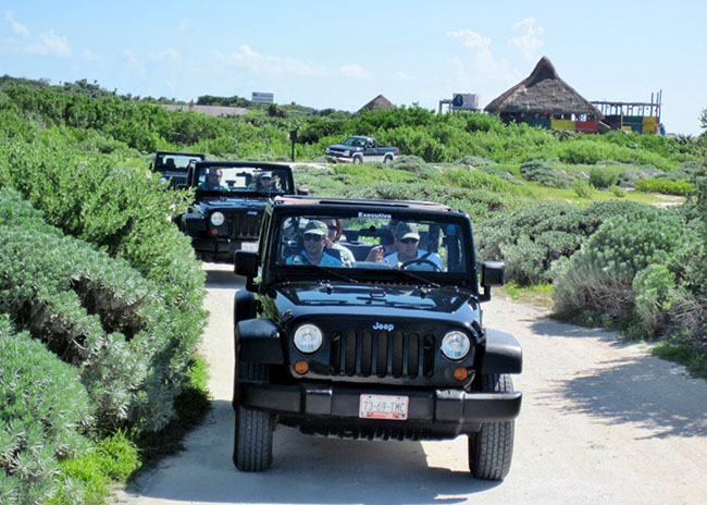 William enjoying a Jeep tour with his family in Cozumel.
