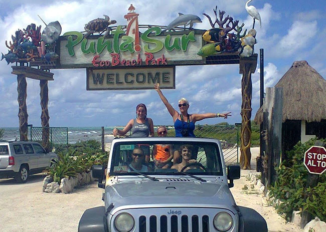 Derek and family thrilled in an excursion at Punta Sur Cozumel.